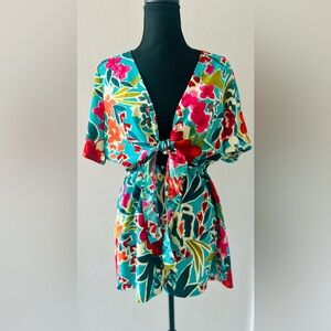Colorful tie-bust romper